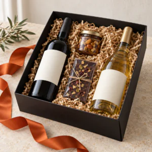 Elegant wine gift box arrangement